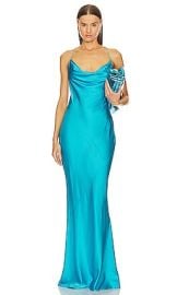 Seroya Massimo Silk Gown In Turquoise at Revolve