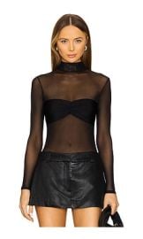 Seroya X Revolve Stassie Bandeau Mesh Bodysuit In Black at Revolve