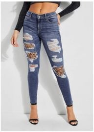 Sexy Curve Faux-Pearl Fishnet Jeans at Guess