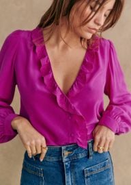 Sezane Rosine Blouse in Fuschia at Sezane