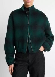 Shadow Plaid Italian Wool-Blend Bomber Jacket in Jackets amp Outerwear at Vince