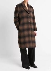 Shadow Plaid Italian Wool-Blend Car Coat in Jackets amp Outerwear at Vince