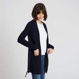 Shaker Cardigan with side lacing at Autumn Cashmere