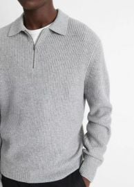 Shaker Wool-Cashmere Quarter-Zip Polo Sweater in Sweaters at Vince