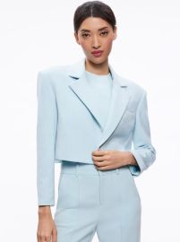 Shan Cropped Ruched Sleeve Blazer In Julep Alice And Olivia at Alice + Olivia