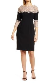 Shani Crepe Lace Sheath Dress in Black/Gold at Nordstrom