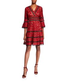 Shani Embroidered Lace Fit Flare Cocktail Dress at Neiman Marcus