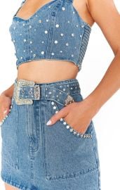 Shania Skirt Indigo Rhinestone Denim Show Me Your Mumu at Show Me Your Mumu