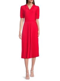 Sharagano Accordion Pleated Midi Dress in Pure Red at Saks Off 5th