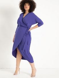 Sharp Shoulder Wrap Dress at Eloquii