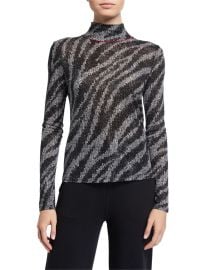 Shaw Zebra Turtleneck Top at Neiman Marcus