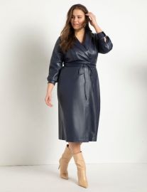 Shawl Collar Vegan Leather Dress  Women39s Plus Size Dresses at ELOQUII