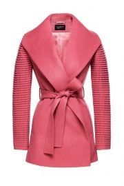 Shawl Collar Wrap Coat with Ribbed Sleeves in Tourmaline Pink by Sentaler at Sentaler