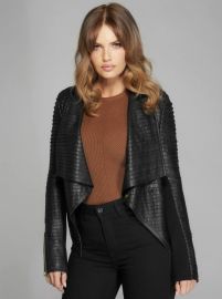 Shayna Drape Leather Jacket at Guess