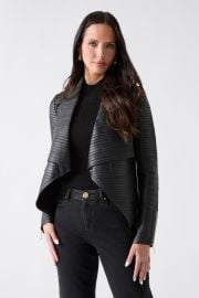 Shayna Drape Leather Jacket at Guess