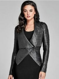 Shayna Drape Leather Jacket by Guess at Guess