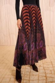Shayna High Waist Pleated Midi Skirt - Amethyst Botanical Striped Accordion Skirt - Ulla Johnson at Ulla Johnson