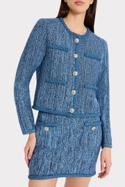 Shayne Pinstripe Knit Cardigan Jacket in Blue Multi MILLY at Milly
