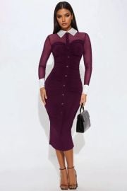 She Means Business Mesh Shirt Midi Dress - Eggplant Fashion Nova at Fashion Nova