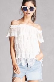 Sheer Lace Off-the-Shoulder Top   Forever 21 - 2000112740 at Forever 21