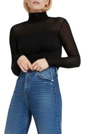 Sheer Panel Turtleneck Top at Nordstrom