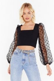 Sheer Polka Dot Sleeve Crop Top  Nasty Gal at Nastygal US