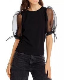 Sheer Puff-Sleeve Top at Bloomingdales