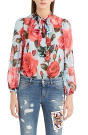 Sheer Rose Print Silk Chiffon Blouse at Nordstrom