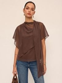 Sheer Scarf Top amp One-Shoulder Top Two-Piece Set COMMENSE at Commense