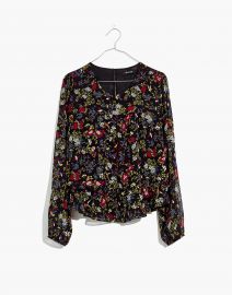 Sheer-Sleeve Ruffle Peplum Top in Finch Floral by Madewell at Madewell