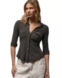 Sheer Slub Side Panel Shirt at Bloomingdales