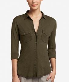 Sheer Slub Side Panel Shirt by James Perse at James Perse