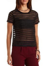 Sheer Striped Organza Top at Charlotte Russe