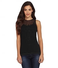 Sheer embroidered tank top by Aryn K at Dillards