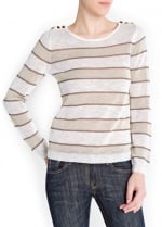 Sheer striped sweater with shoulder buttons at Mango