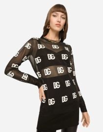 Sheer sweater with all-over DG logo in Multicolor for DolceampGabbana US at Dolce & Gabbana