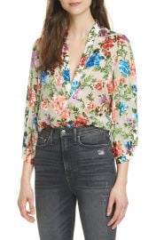 Sheila Floral Split Neck Blouse at Nordstrom