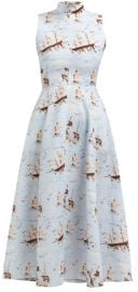 Sheila Ship print Midi Dress at Emilia Wickstead