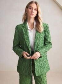 Shein BizChick Green Cutout Blazer at Shein