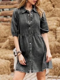 Shein Denim Button Down Dress at Shein