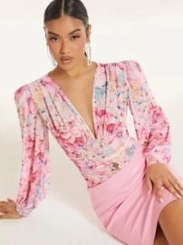 Shein Floral Plunging bodysuit at Shein