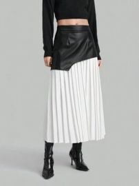 Shein PU Leather Pleated Skirt at Shein