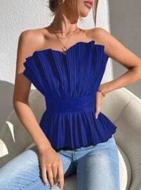 Shein Pleated Strapless Top at Shein