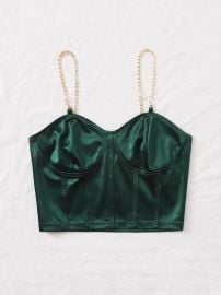 Shein Prive Chain Detail Silky Bustier Cami Crop Top at Shein