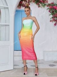 Shein Strapless Sequin Rainbow Maxi Dress at Shein