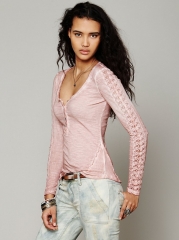 Shell Stitch Lace Henley at Free People