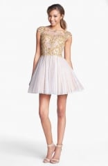 Sherri Hill Embellished Lace Fit andamp Flare Dress at Nordstrom