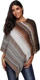 SherryDC Women39s Zig-Zag Knit Tassel Fringed Pullover Poncho Sweater Cape Shawl Wrap Whitecoffee One Size at  Womens Clothing store at Amazon