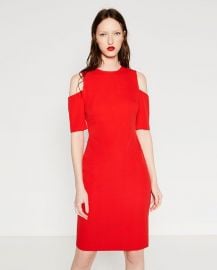 Shift Dress with Shoulder Cutouts at Zara