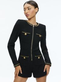 Shiloh Gold Zipper Romper In Black Alice And Olivia at Alice + Olivia